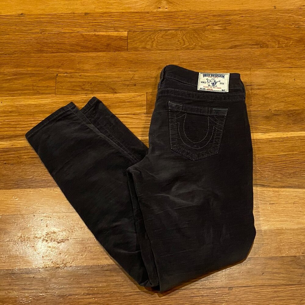 True Religion Velvet-Like Dark Gray Charcoal Jegging Size 28